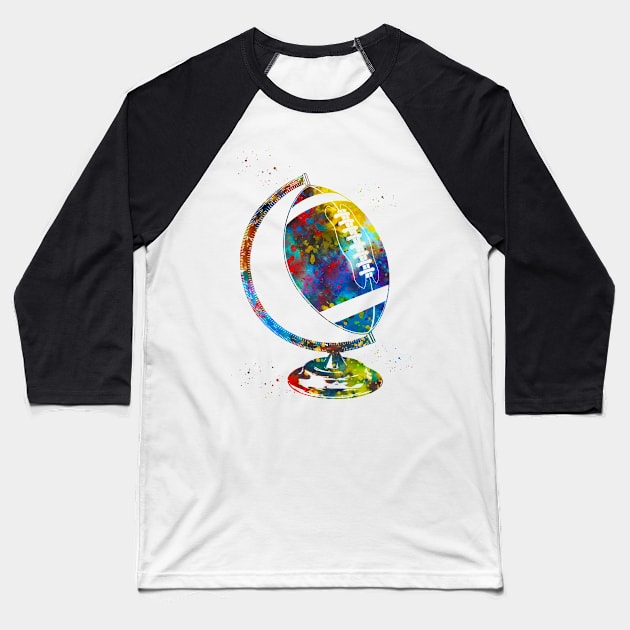 American Football Globe Baseball T-Shirt by erzebeth